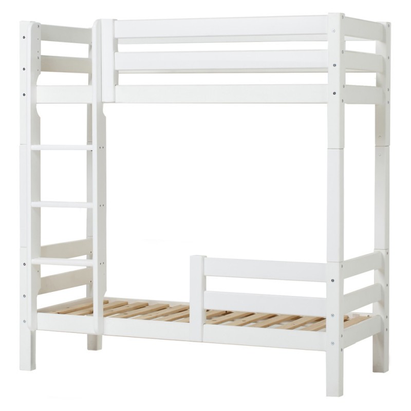 Lit superposé ECO de luxe Hoppekids avec échelle et 1/2 barrière de lit 70x160 cm, Blanc