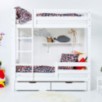 Lit superposé ECO de luxe Hoppekids avec échelle et 1/2 barrière de lit 70x160 cm, Blanc Lit superposé ECO de luxe Hoppekids avec échelle et 1/2 barrière de lit 70x160 cm, Blanc
