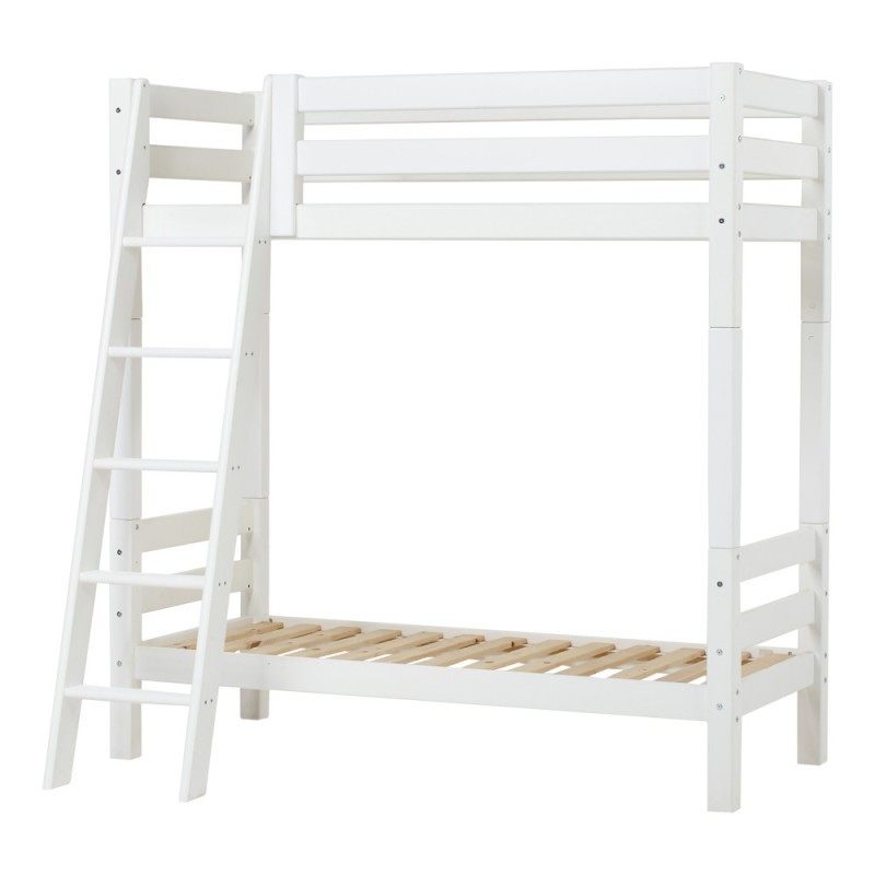 Lit superposé ECO de luxe Hoppekids avec échelle inclinée 70x160 cm, blanc