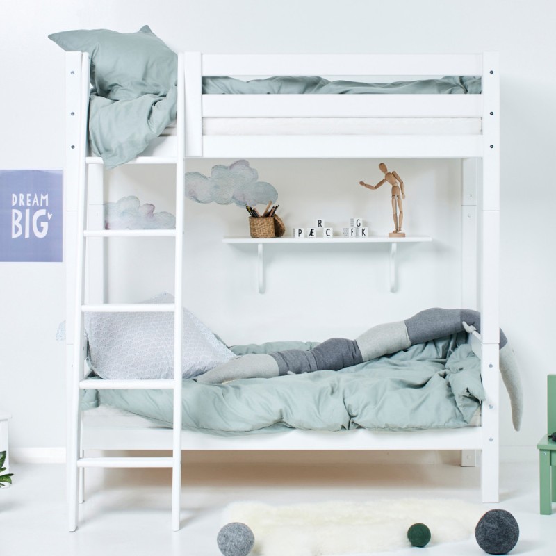 Lit superposé ECO de luxe Hoppekids avec échelle inclinée 70x160 cm, blanc