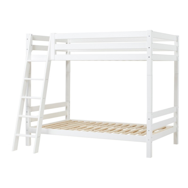 Lit superposé ECO de luxe Hoppekids avec échelle inclinée 120x200 cm, blanc