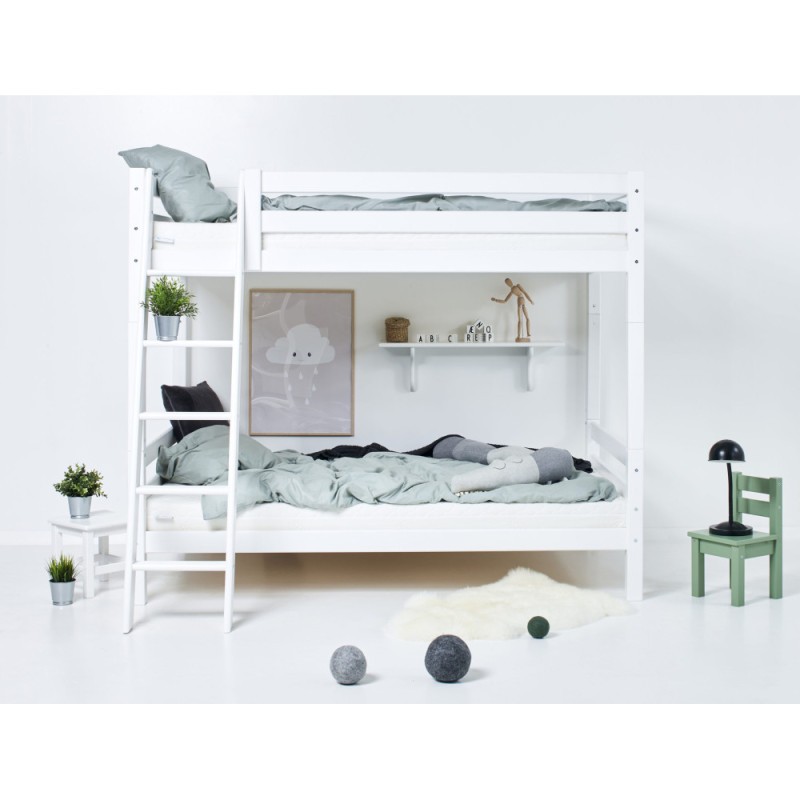 Lit superposé ECO de luxe Hoppekids avec échelle inclinée 120x200 cm, blanc