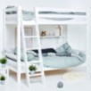 Lit superposé écologique de luxe Hoppekids avec échelle inclinée 90x200 cm, blanc Lit superposé écologique de luxe Hoppekids avec échelle inclinée 90x200 cm, blanc