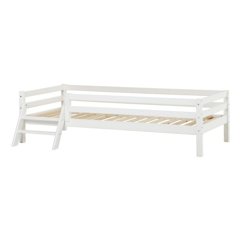 Lit junior Hoppekids ECO Dream 90x200 cm avec échelle et barrière de lit, blanc
