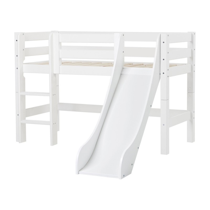 Lit mi-hauteur ECO Luxury 70x160 cm avec toboggan, Blanc