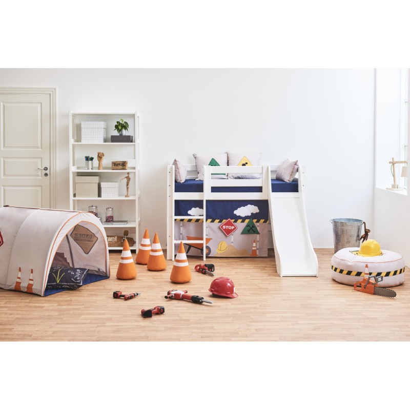 Lit mi-hauteur ECO Luxury 70x160 cm avec toboggan, Blanc