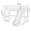 Lit mi-hauteur ECO Luxury 70x160 cm avec toboggan, Blanc
