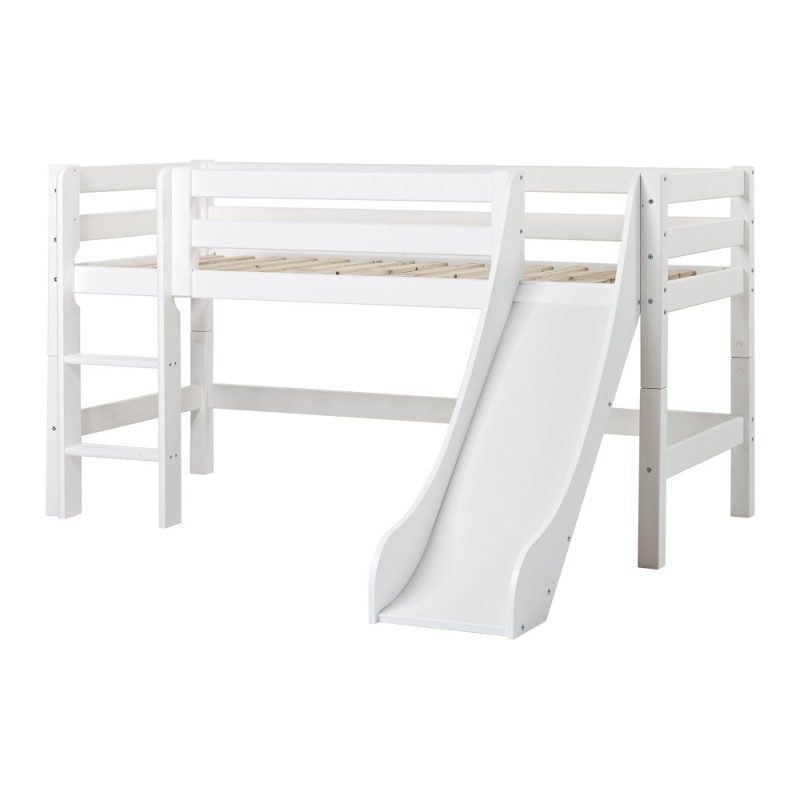 Lit mi-hauteur ECO Luxury 90x200 cm avec toboggan, Blanc