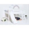 Lit mi-hauteur écologique Hoppekids de luxe avec toboggan et échelle inclinée 120x200 cm, blanc Lit mi-hauteur écologique Hoppekids de luxe avec toboggan et échelle inclinée 120x200 cm, blanc