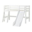 Lit mi-hauteur ECO Luxury 70x160 cm avec toboggan et échelle inclinée, Blanc Lit mi-hauteur ECO Luxury 70x160 cm avec toboggan et échelle inclinée, Blanc