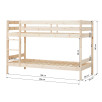 Lit superposé ECO Comfort 90x200 cm avec lattes, bois naturel