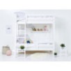 Lit superposé ECO luxe 70x160 cm, panneau arrière, barrière lit inférieur, échelle inclinée, blanc, pour enfants