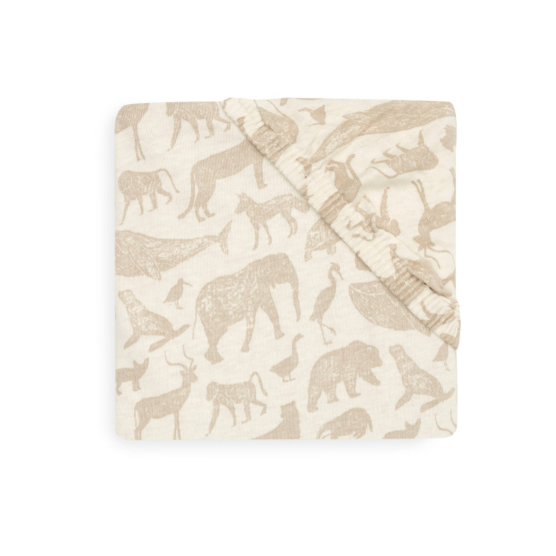 Drap-housse Jersey 70x140/75x150cm - Animals Nougat