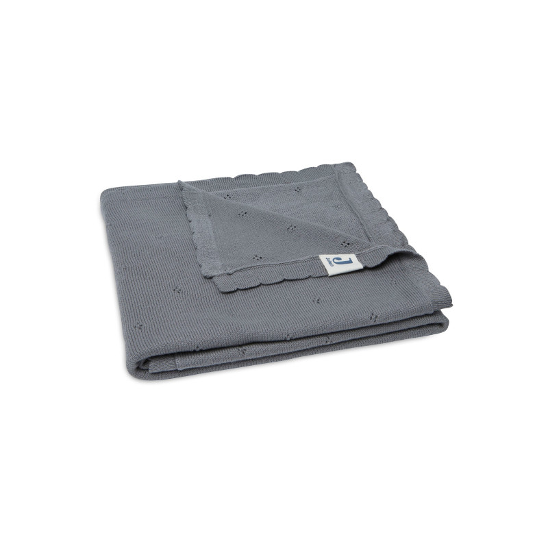 Couverture Berceau 75x100cm Pointelle - Storm Grey - GOTS
