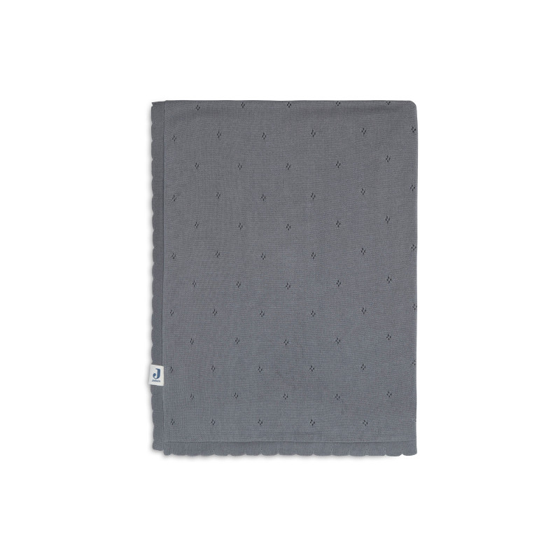 Couverture Berceau 75x100cm Pointelle - Storm Grey - GOTS