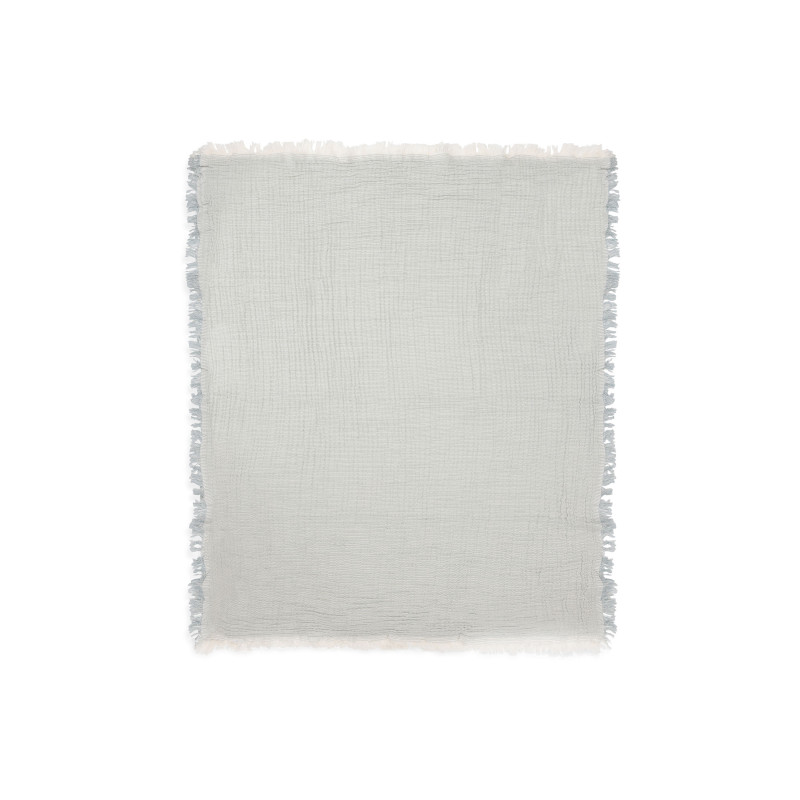 Couverture Berceau Gaze De Coton 75x100cm Fringe Stripe - Sea Green