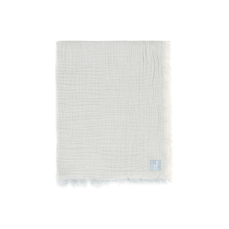 Couverture Berceau Gaze De Coton 75x100cm Fringe Stripe - Sea Green