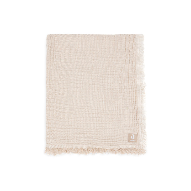 Couverture Berceau Gaze De Coton 75x100cm Fringe Stripe - Sea Green