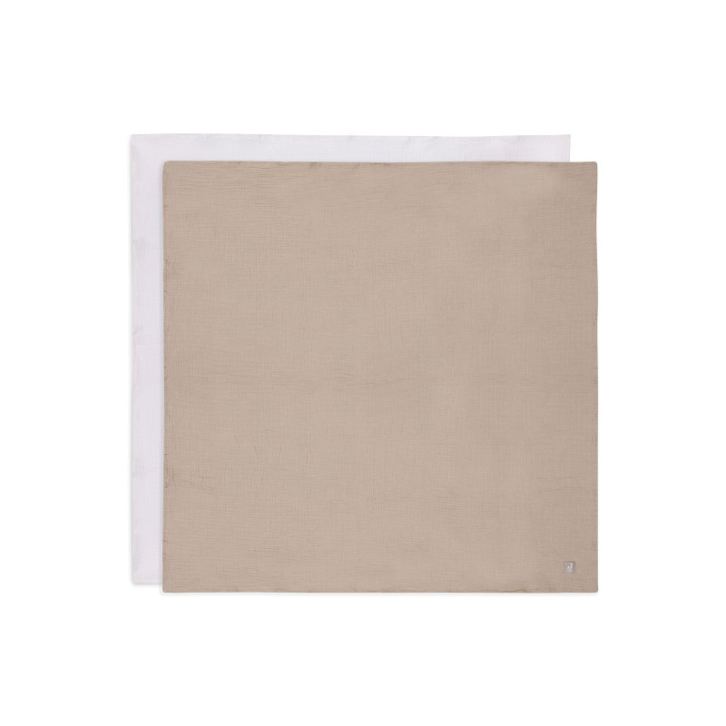 Lange Gaze de Coton Large 115x115cm - Olive Green/Ivory - 2 Unités