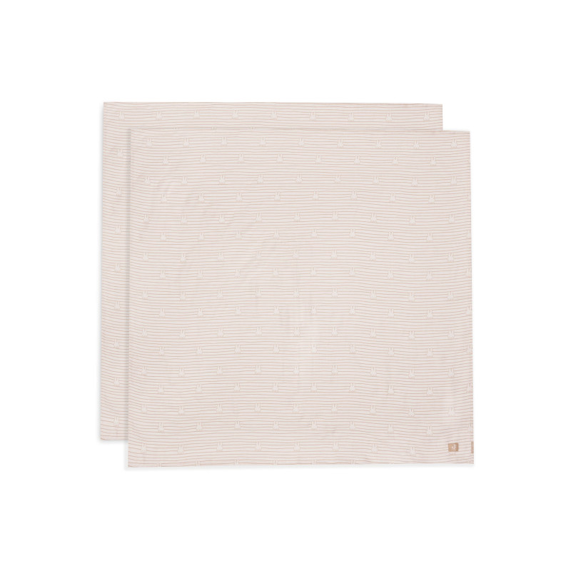 Lange Gaze de Coton Large 115x115cm Miffy Stripe - Biscuit - 2 Unités