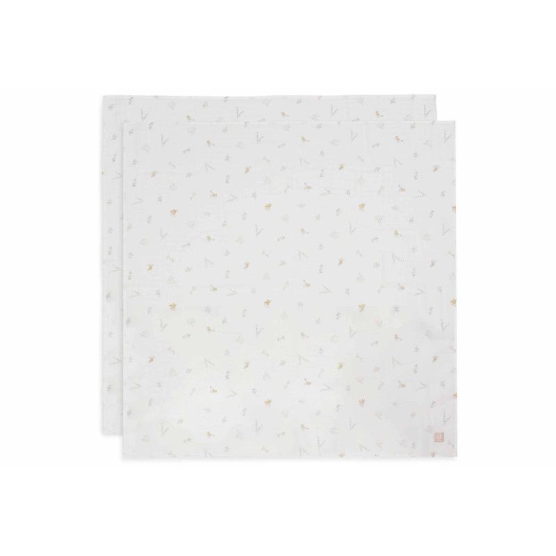 Lange Gaze de Coton Large 115x115cm - Lovely Birds - 2 Unités