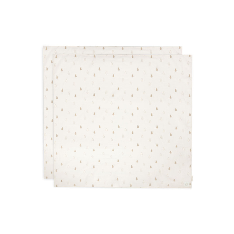 Lange Gaze de Coton Large 115x115cm Happy Miffy - Nougat - 2 Unités