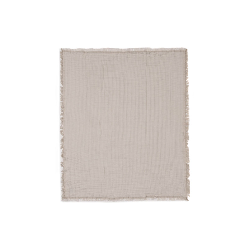 Couverture Berceau 75x100cm Fringe - Olive Green/Ivory - GOTS