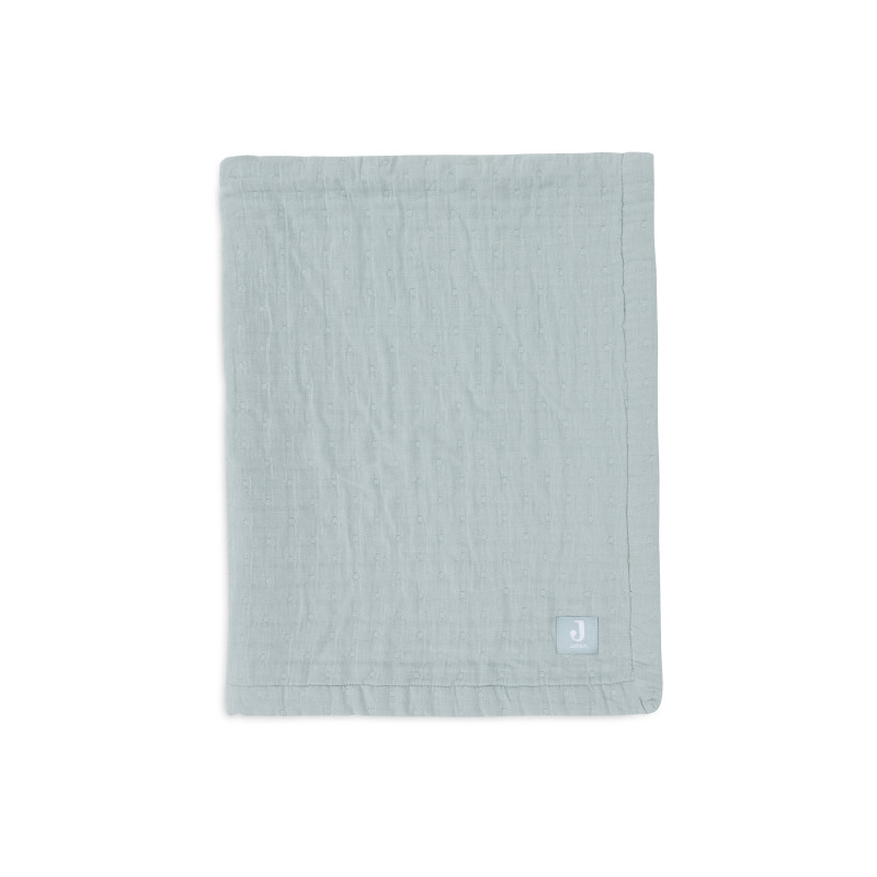 Couverture Berceau Gaze De Coton 75x100cm Jacquard - Sea Green - GOTS