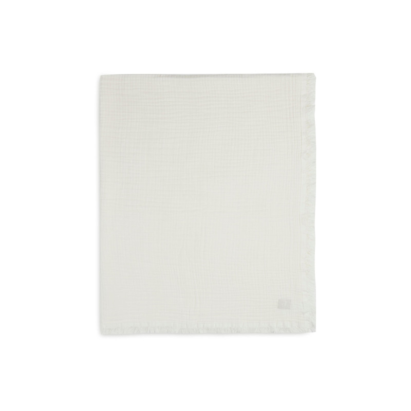Couverture Lit de Bébé Muslin Fringe 120x120cm - Ivory