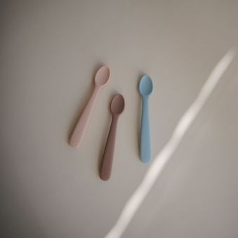 Lot de 2 cuillères bébé silicone Mauve / Gris