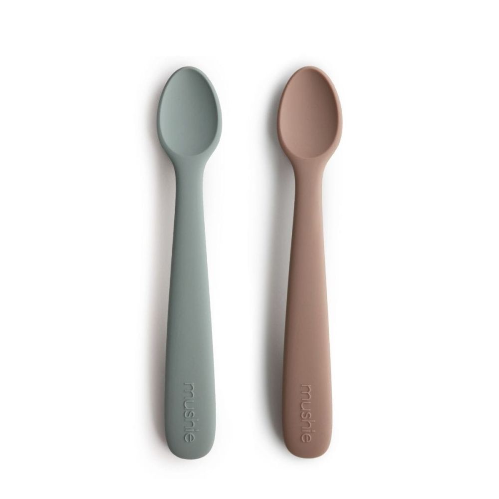 Lot de 2 cuillères bébé silicone Mauve / Gris