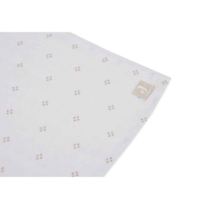Lange Gaze de Coton Large 115x115cm Pointelle - Biscuit - GOTS