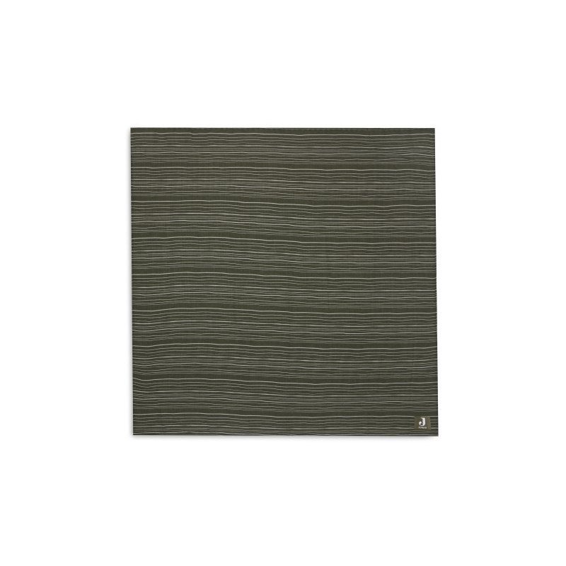 Lange Gaze de Coton Large 115x115cm Stripe - Leaf Green - GOTS