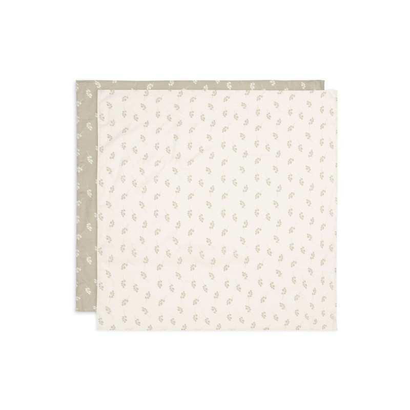 Lange Gaze de Coton Large 115x115cm Twig - Olive Green - 2 Unités