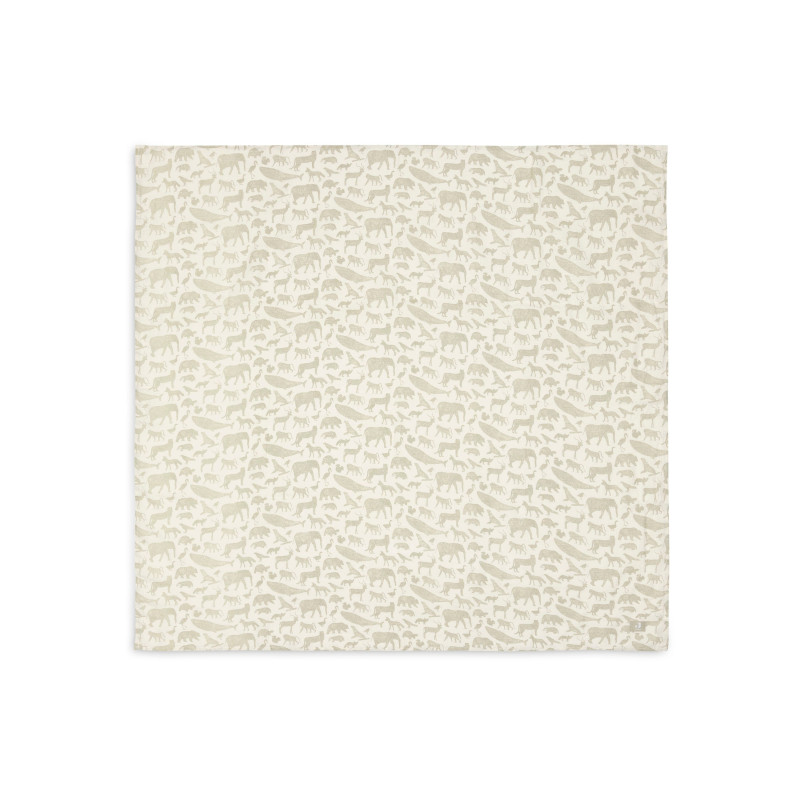 Lange Gaze de Coton Large 115x115cm Animals - Olive Green - 2 Unités