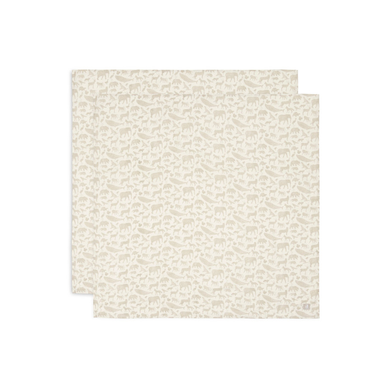 Lange Gaze de Coton Large 115x115cm Animals - Nougat - 2 Unités