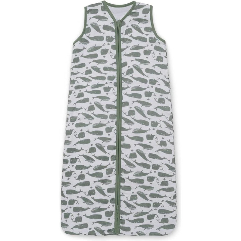 Gigoteuse Gaze de Coton 70cm Whales - Ash Green
