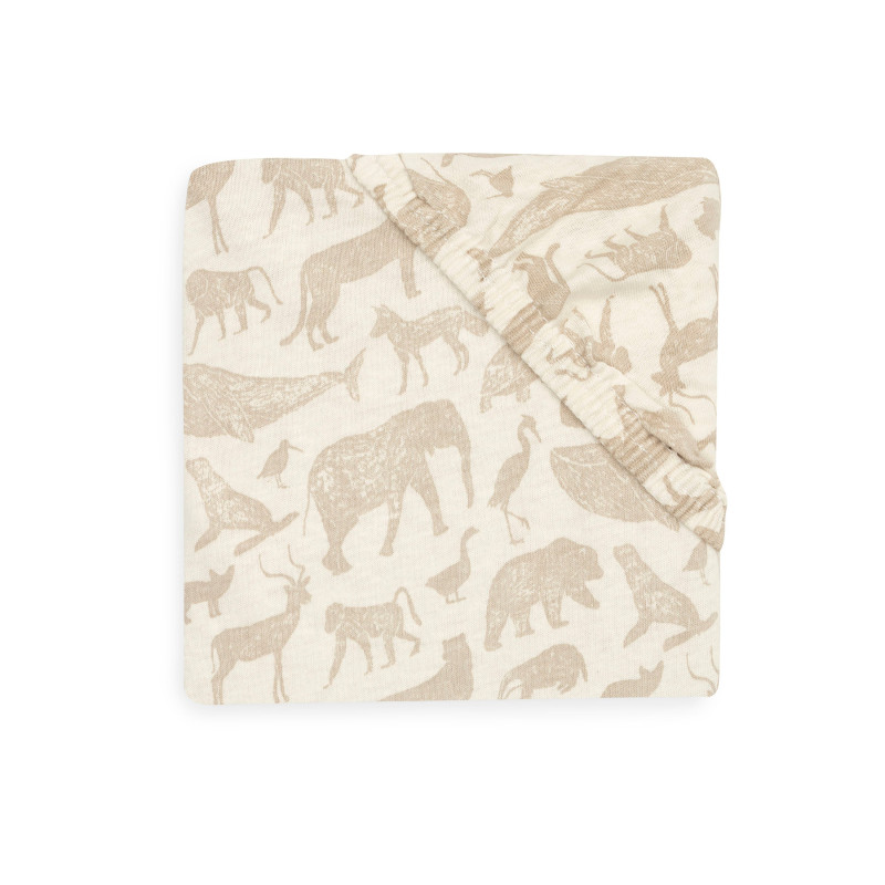 Drap-housse Jersey 40/50x80/90cm Animals - Nougat