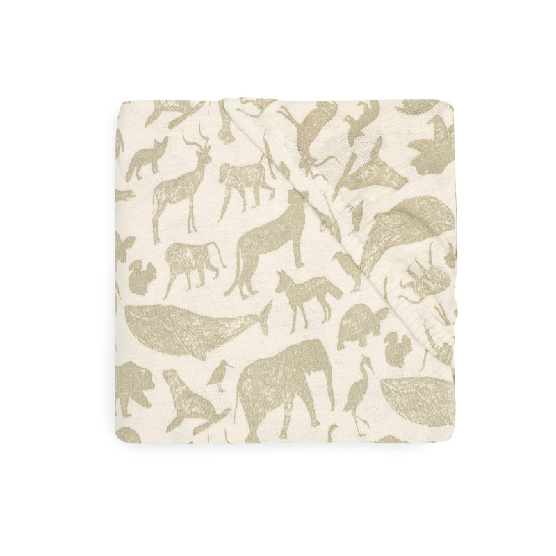 Drap-housse Jersey 40/50x80/90cm Animals - Olive Green