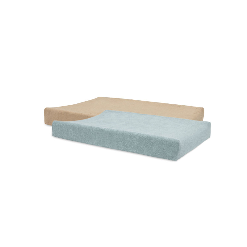 Housse matelas à Langer Éponge 50x70cm - Sea Green/Biscuit - 2 Unités
