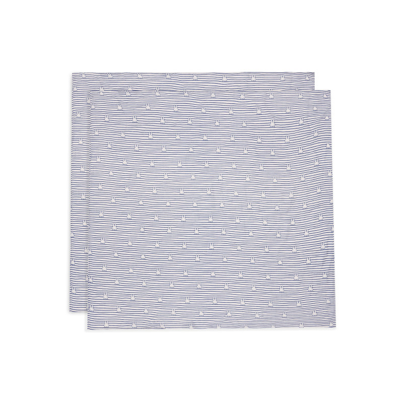 Lange Gaze de Coton Large 115x115cm Miffy Stripe - Navy - 2 Unités