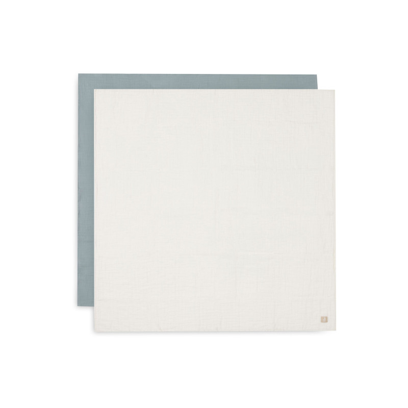 Lange Gaze de Coton Large 115x115cm - Sea Green/Ivory - 2 Unités