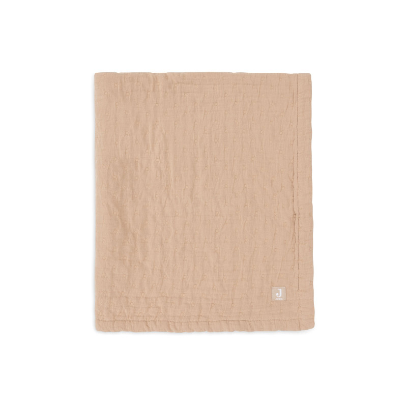 Couverture Berceau Gaze De Coton 75x100cm Jacquard - Biscuit - GOTS