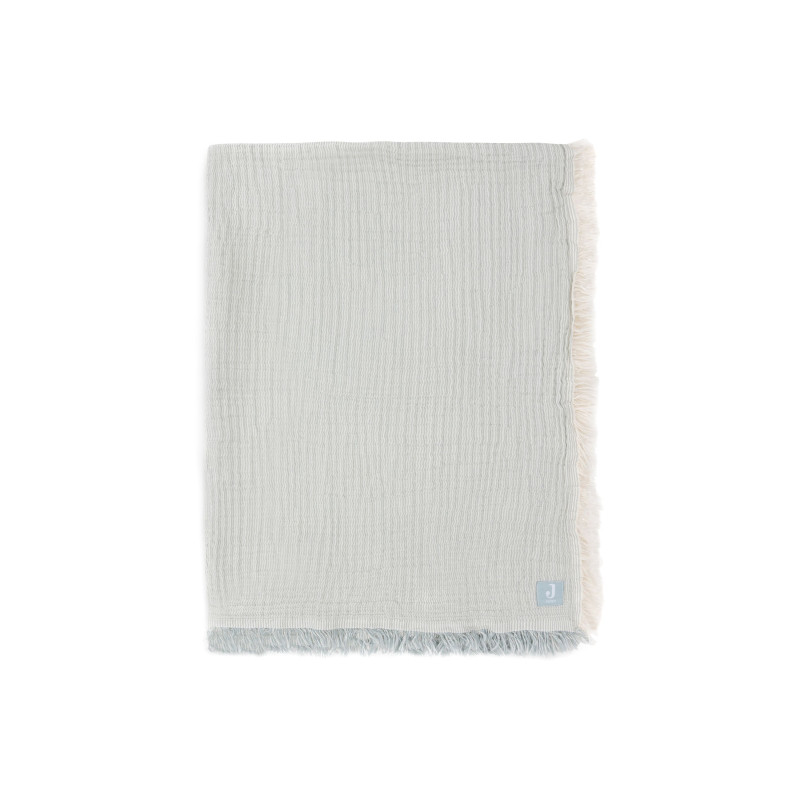 Couverture Gaze De Coton 120x120cm Fringe Stripe - Sea Green