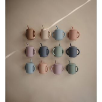 Tasse d'apprentissage avec paille - Powder Blue