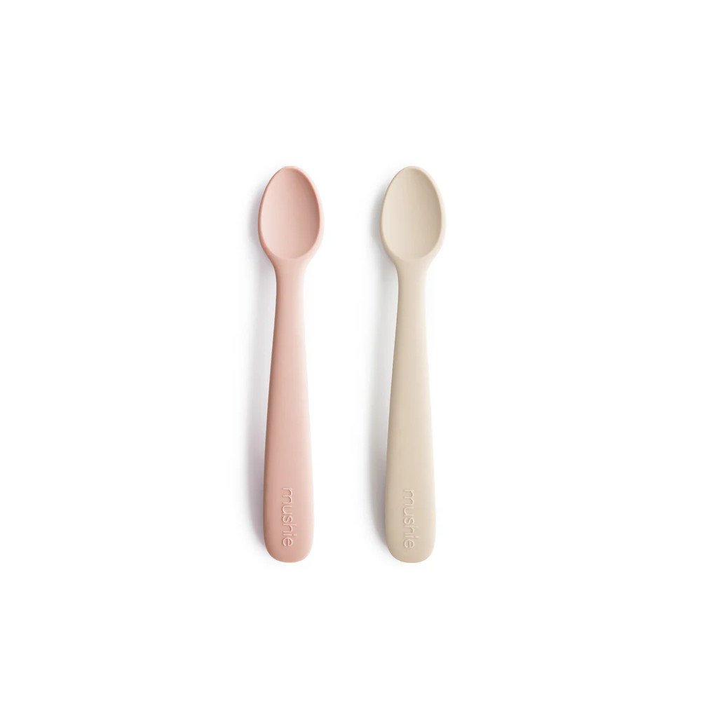 Lot de 2 cuillères bébé siliconeRose / Sable