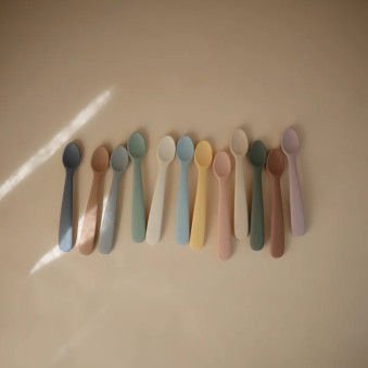 Lot de 2 cuillères bébé silicone Vert / Natural