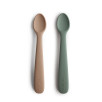 Lot de 2 cuillères bébé silicone Vert / Natural