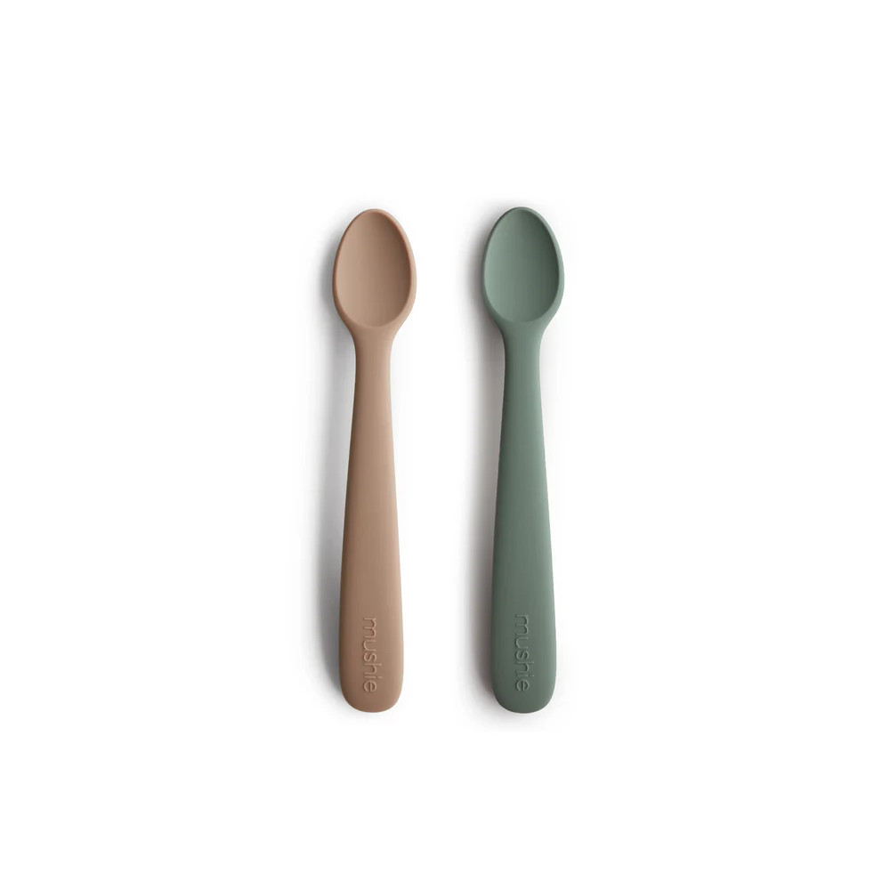 Lot de 2 cuillères bébé silicone Vert / Natural