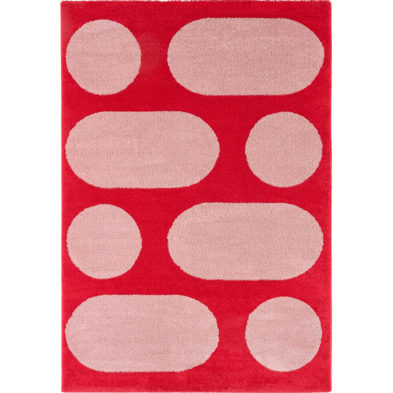 Tapis salon retro Groovy rouge 160 X 230 cm